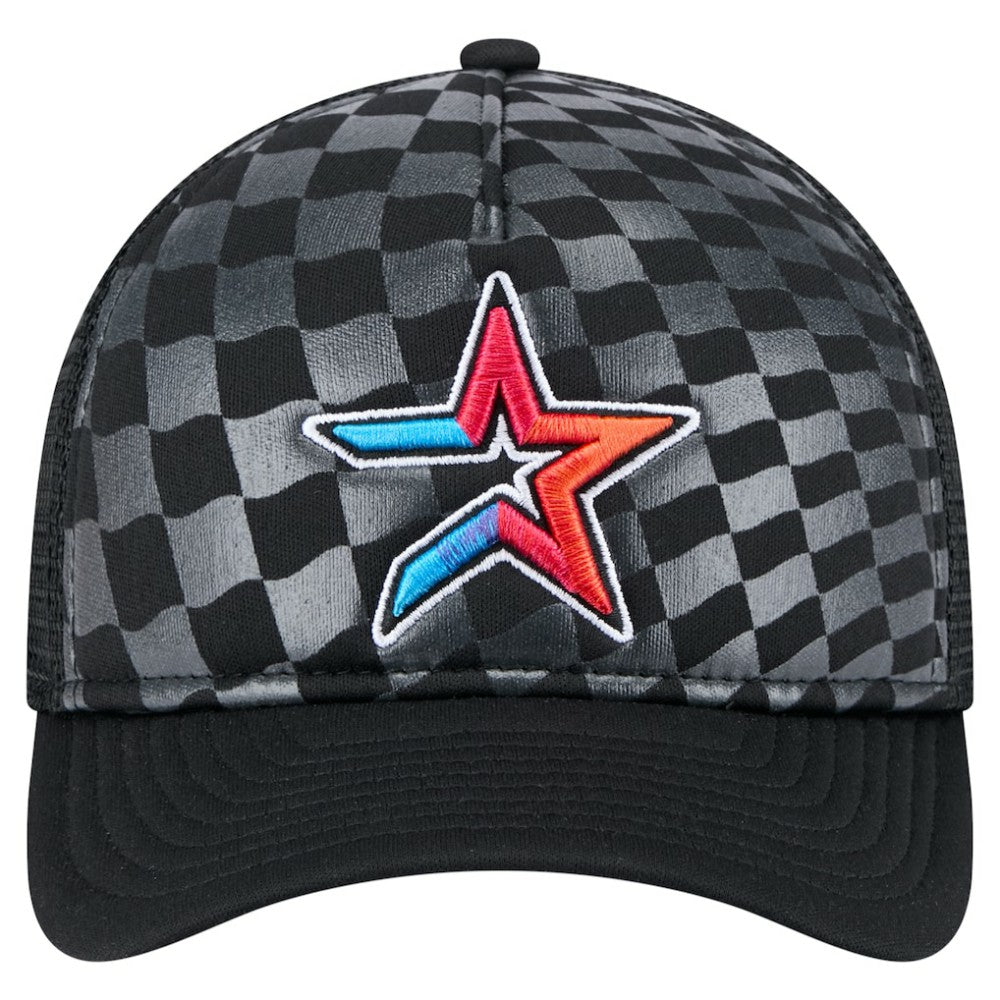 Houston Astros Gradient 9FORTY A-Frame M-Crown Trucker Adjustable Hat - Black | New Era