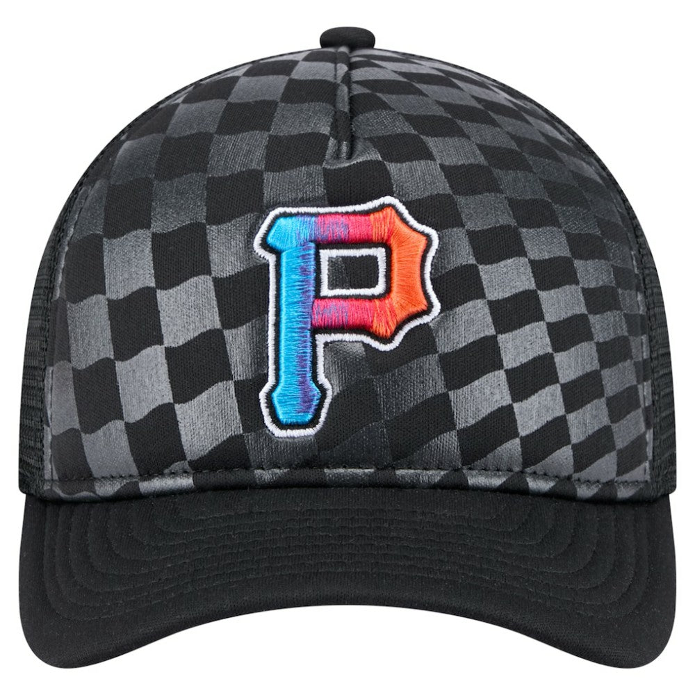Pittsburgh Pirates Gradient 9FORTY A-Frame M-Crown Trucker Adjustable Hat - Black | New Era