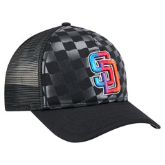San Diego Padres Gradient 9FORTY A-Frame M-Crown Trucker Adjustable Hat - Black | New Era