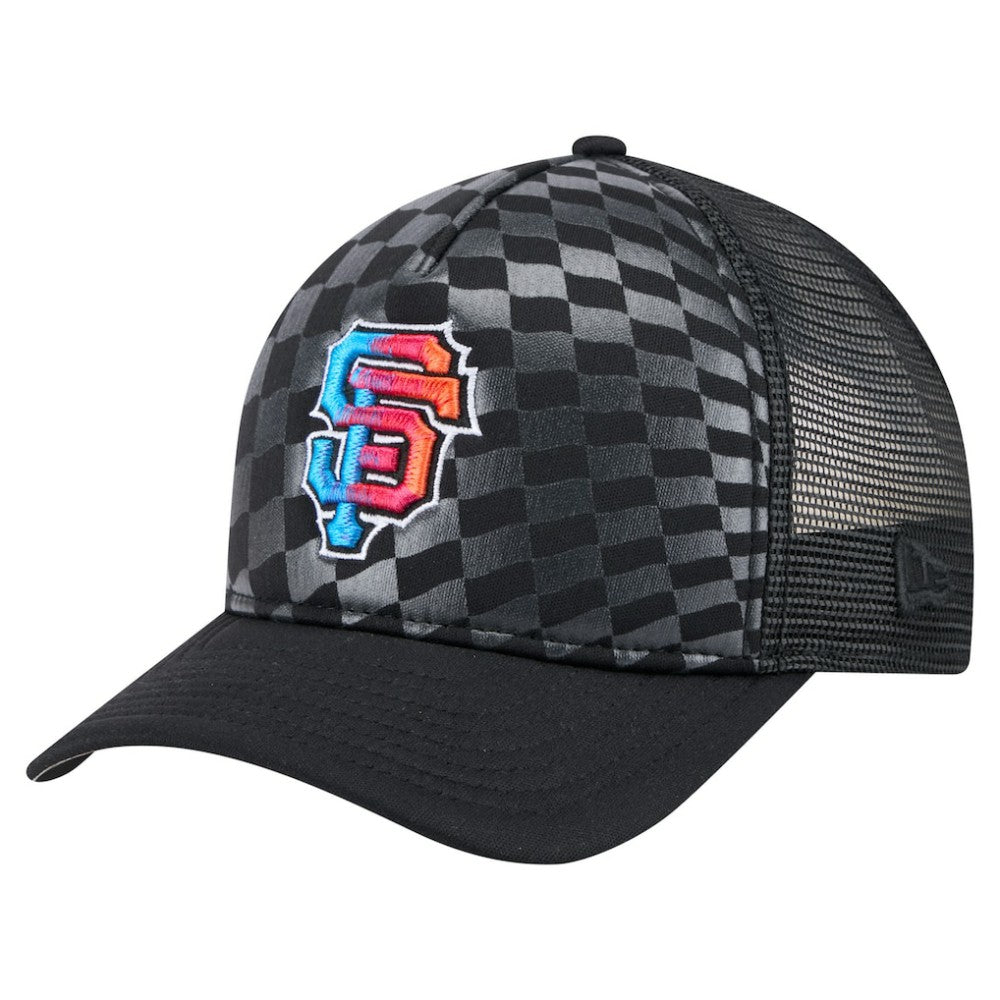 San Francisco Giants Gradient 9FORTY A-Frame M-Crown Trucker Adjustable Hat - Black | New Era