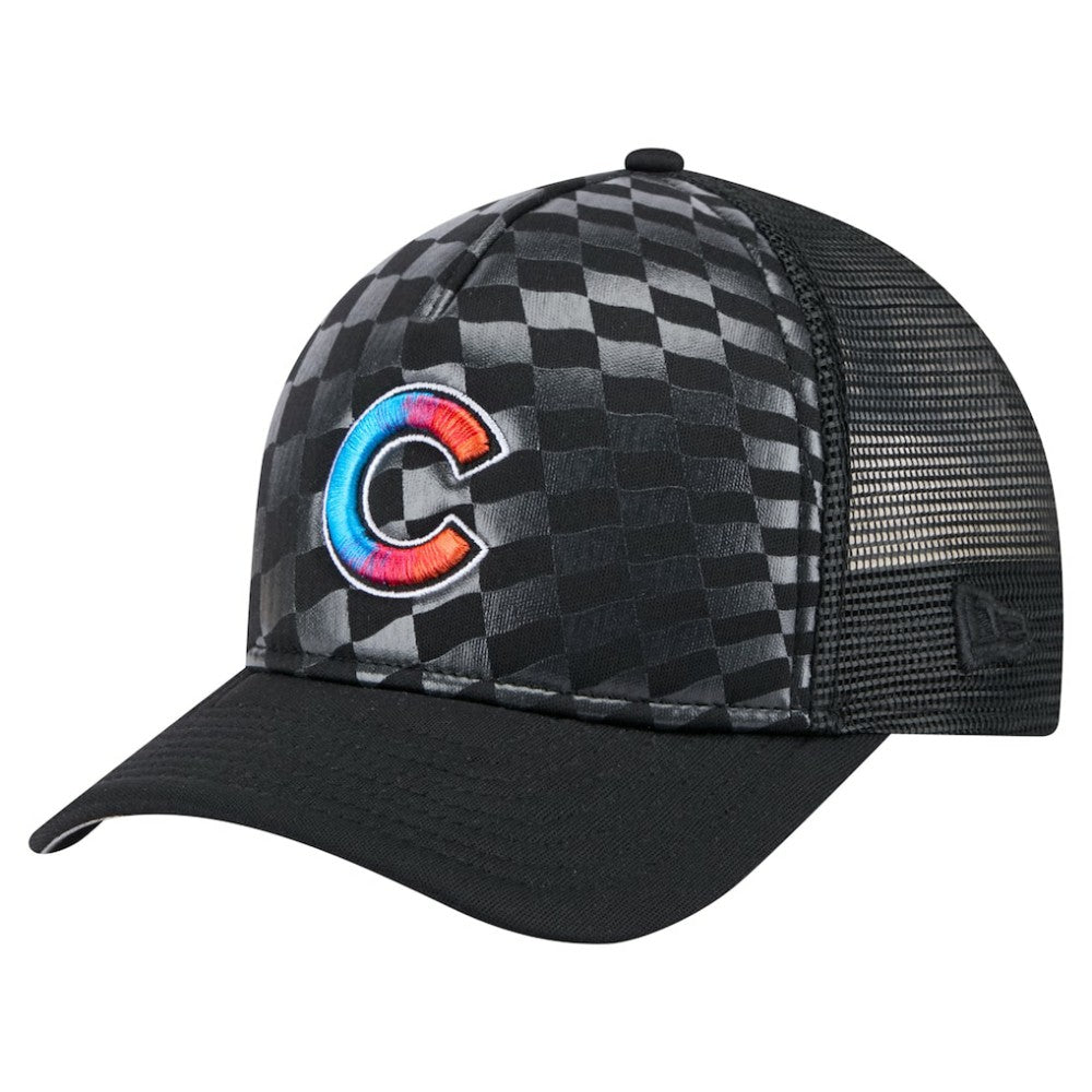 Chicago Cubs Gradient 9FORTY A-Frame M-Crown Trucker Adjustable Hat - Black | New Era
