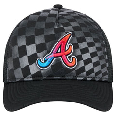 Atlanta Braves Gradient 9FORTY A-Frame M-Crown Trucker Adjustable Hat - Black | New Era