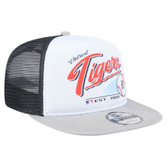 Detroit Tigers Retro Script Trucker 9FIFTY Snapback Hat - White/Gray | New Era