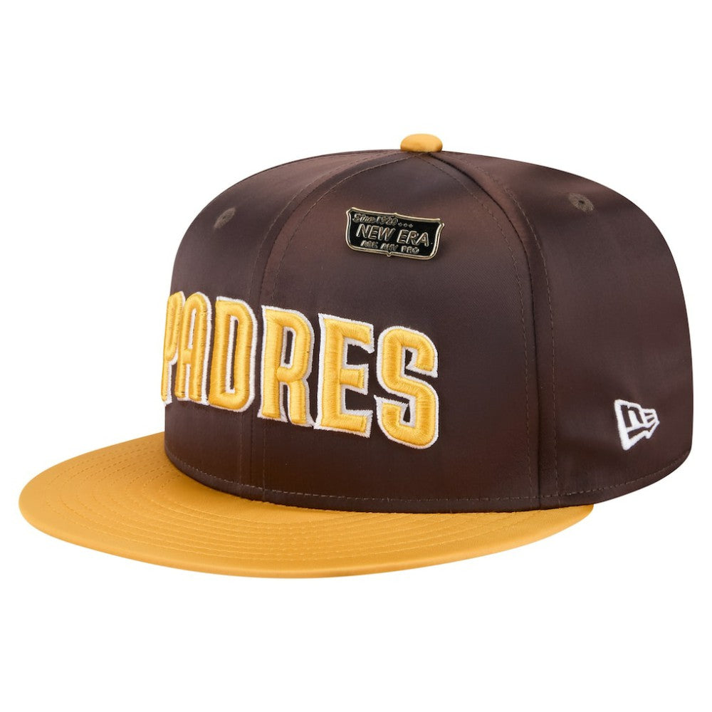 San Diego Padres Satin 59FIFTY Fitted Hat - Brown/Gold | New Era