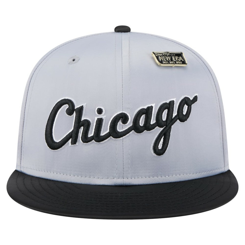 Chicago White Sox Satin 59FIFTY Fitted Hat - Gray/Black | New Era