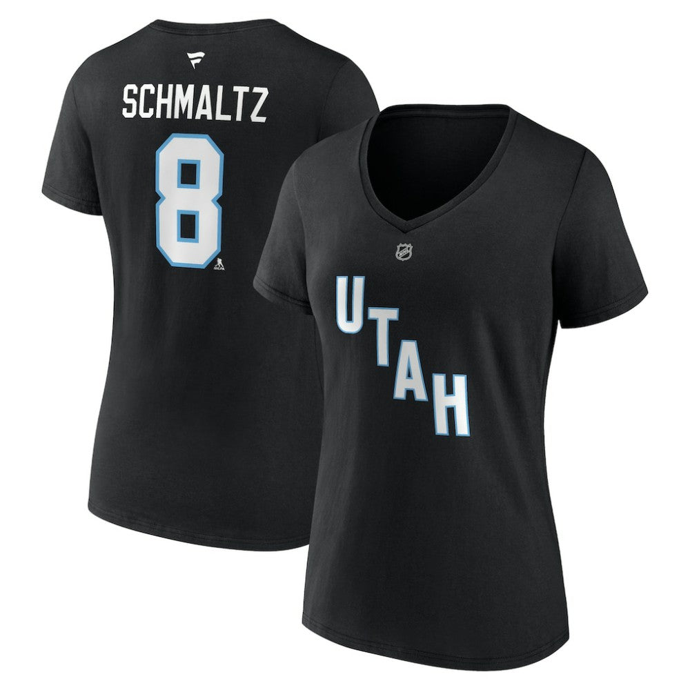 Nick Schmaltz Utah Mammoth Fanatics Women's Authentic Stack Name & Number V-Neck T-Shirt