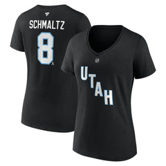 Nick Schmaltz Utah Mammoth Fanatics Women's Authentic Stack Name & Number V-Neck T-Shirt