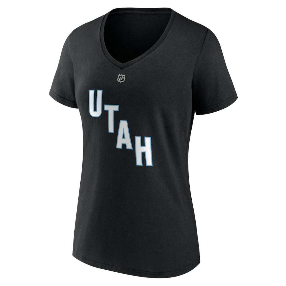 Nick Schmaltz Utah Mammoth Fanatics Women's Authentic Stack Name & Number V-Neck T-Shirt
