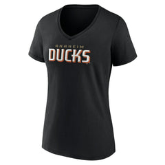 Anaheim Ducks Women's Wordmark V-Neck T-Shirt – Black