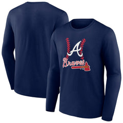 Atlanta Braves Fastball Long Sleeve T-Shirt - Navy