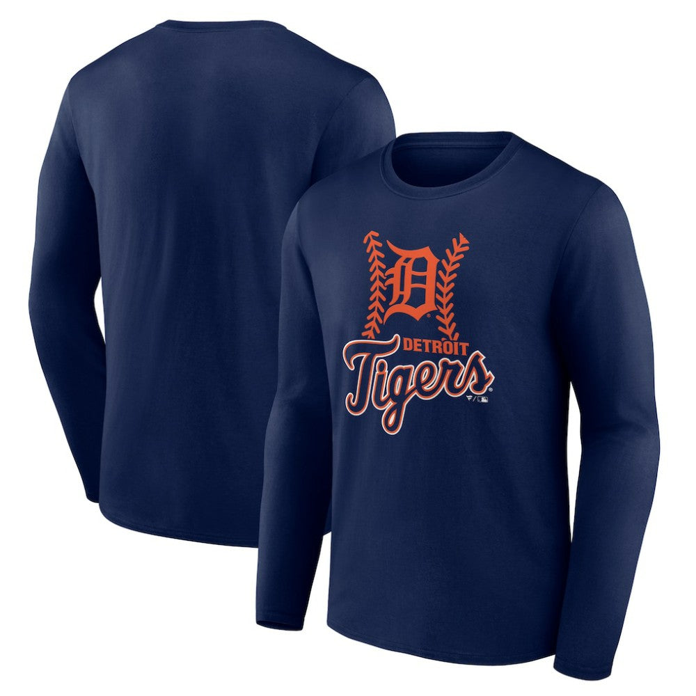 Detroit Tigers Fastball Long Sleeve T-Shirt - Navy