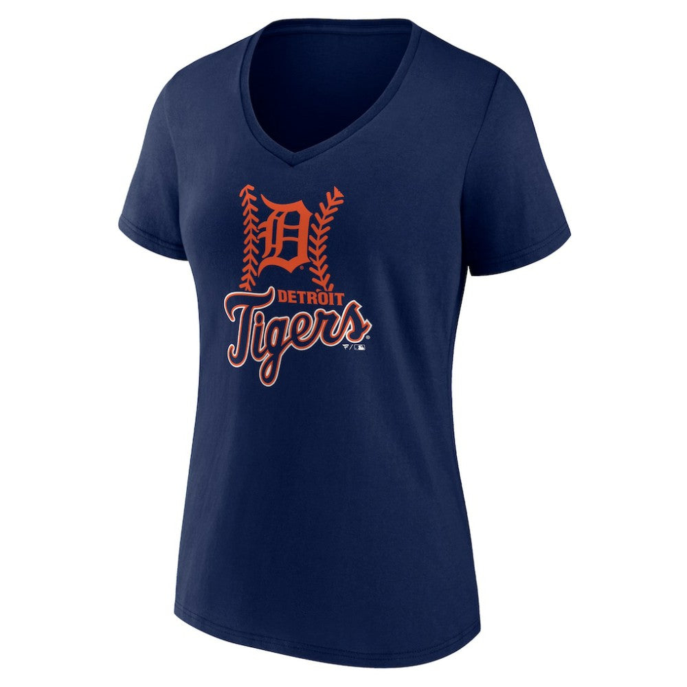 Detroit Tigers Women's Fastball V-Neck T-Shirt - Navy