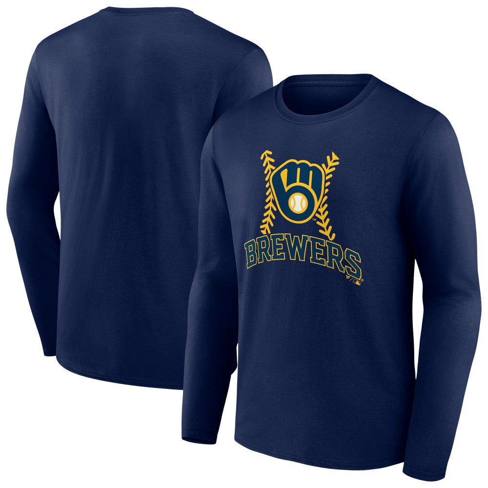 Milwaukee Brewers Fastball Long Sleeve T-Shirt - Navy