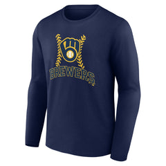 Milwaukee Brewers Fastball Long Sleeve T-Shirt - Navy
