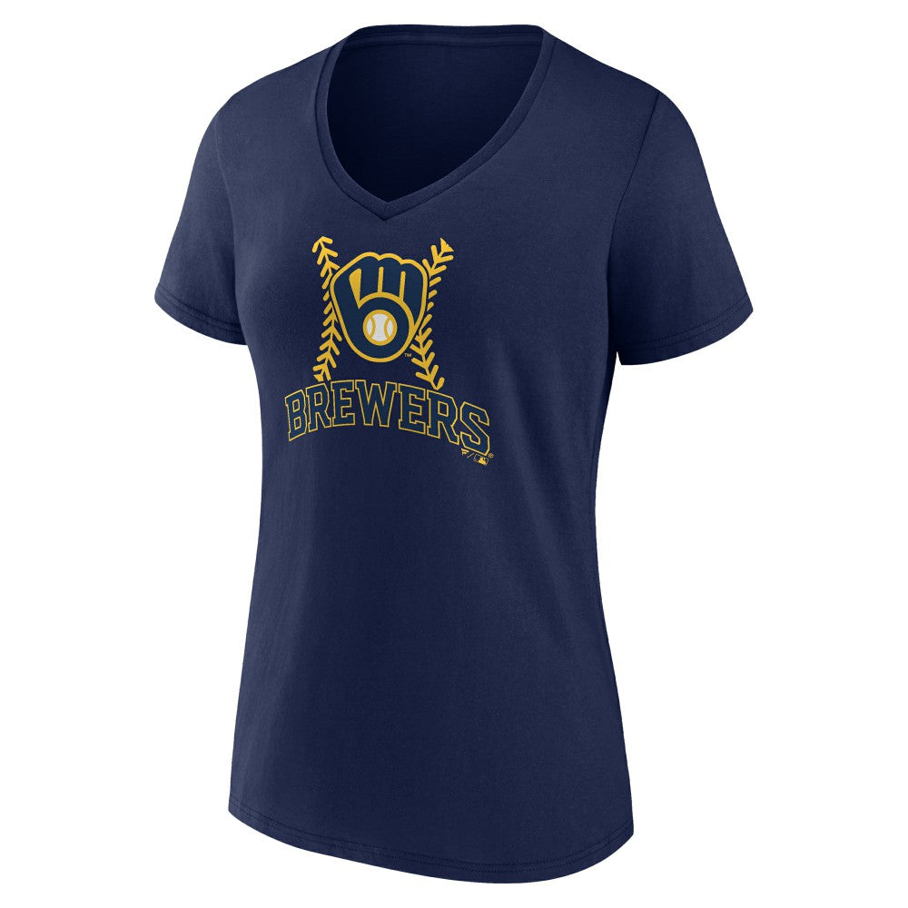 Milwaukee Brewers Women's Fastball V-Neck T-Shirt - Navy