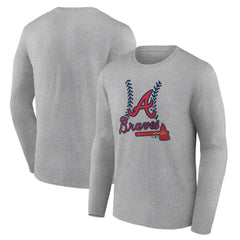 Atlanta Braves Fastball Long Sleeve T-Shirt - Gray