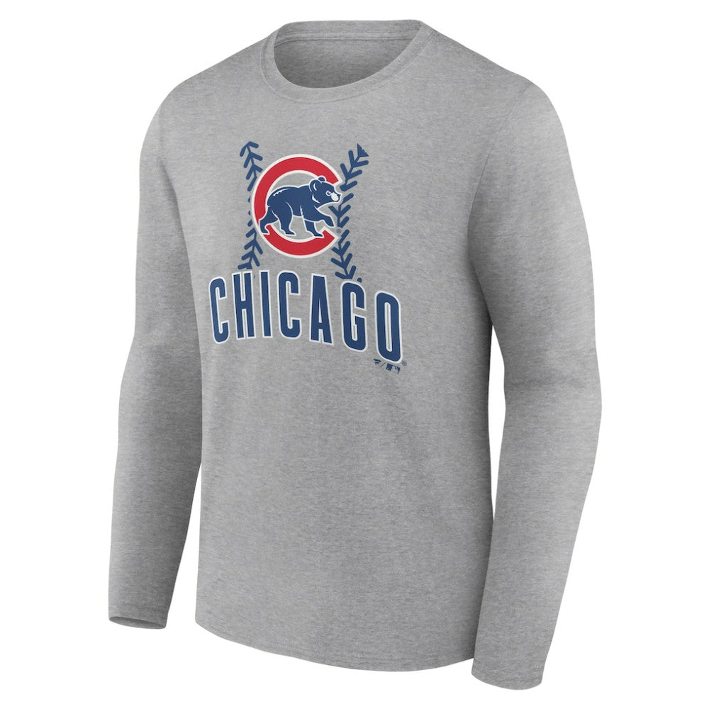 Chicago Cubs Fastball Long Sleeve T-Shirt - Gray