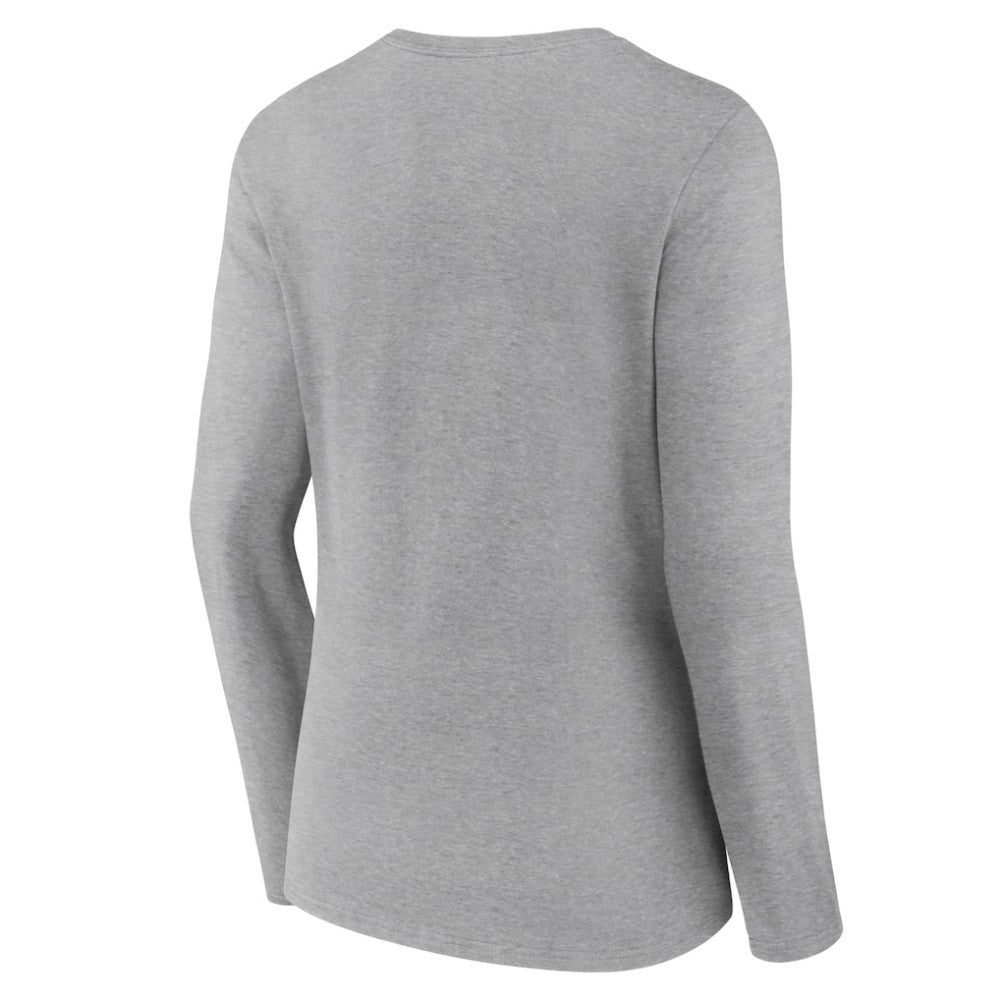 Cleveland Guardians Women's Fastball Long Sleeve V-Neck T-Shirt - Gray