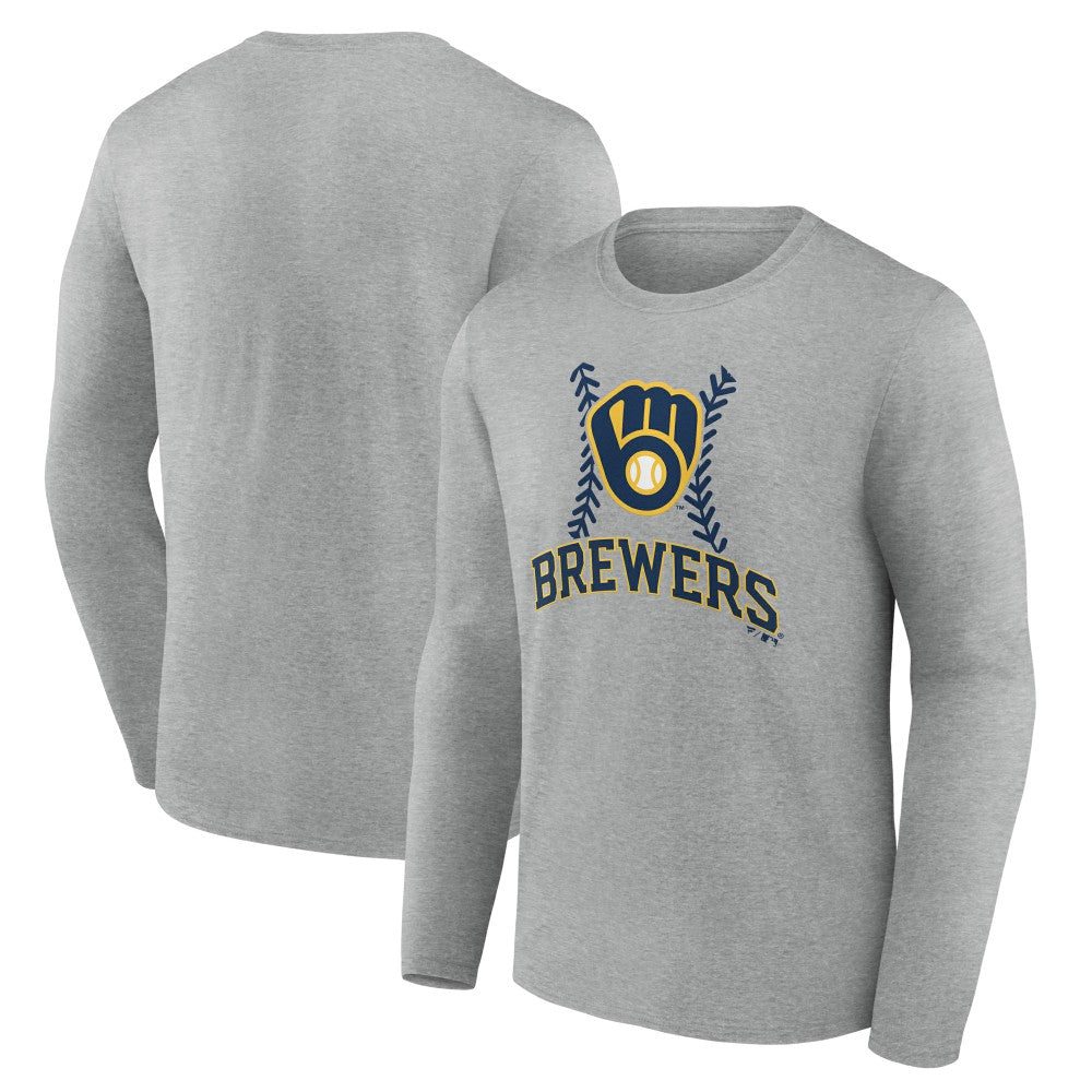 Milwaukee Brewers Fastball Long Sleeve T-Shirt - Gray