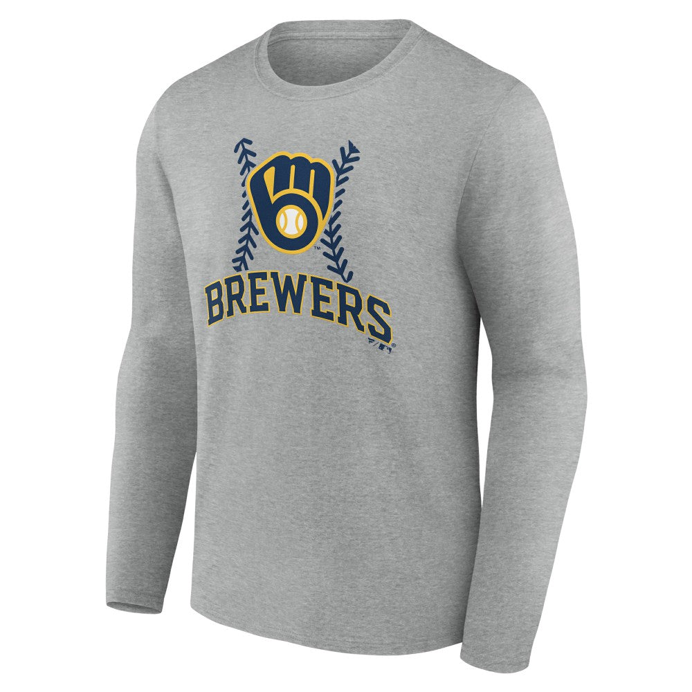 Milwaukee Brewers Fastball Long Sleeve T-Shirt - Gray