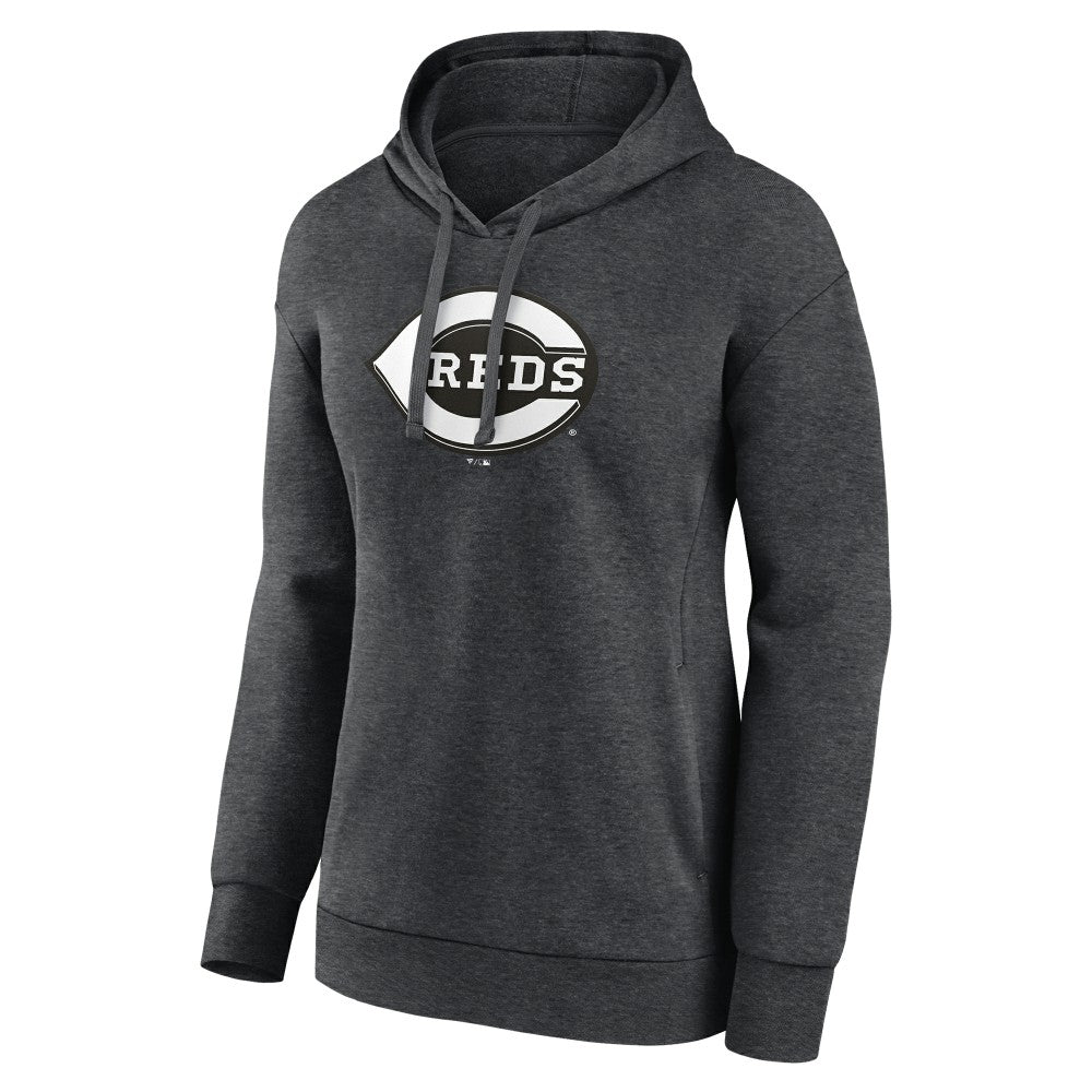 Cincinnati Reds Women's Monochrome Pullover Hoodie - Charcoal