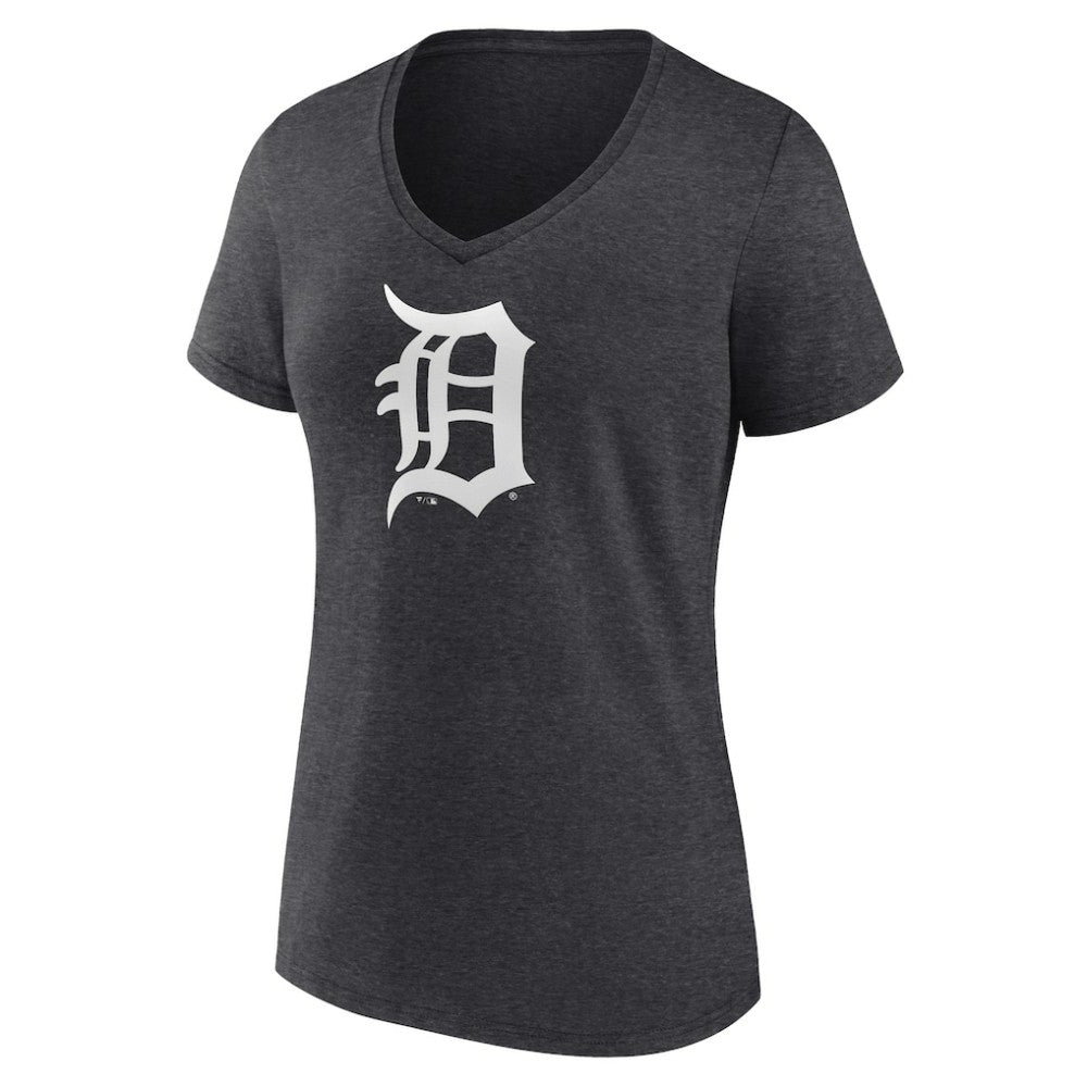 Detroit Tigers Women's Monochrome V-Neck T-Shirt - Charcoal