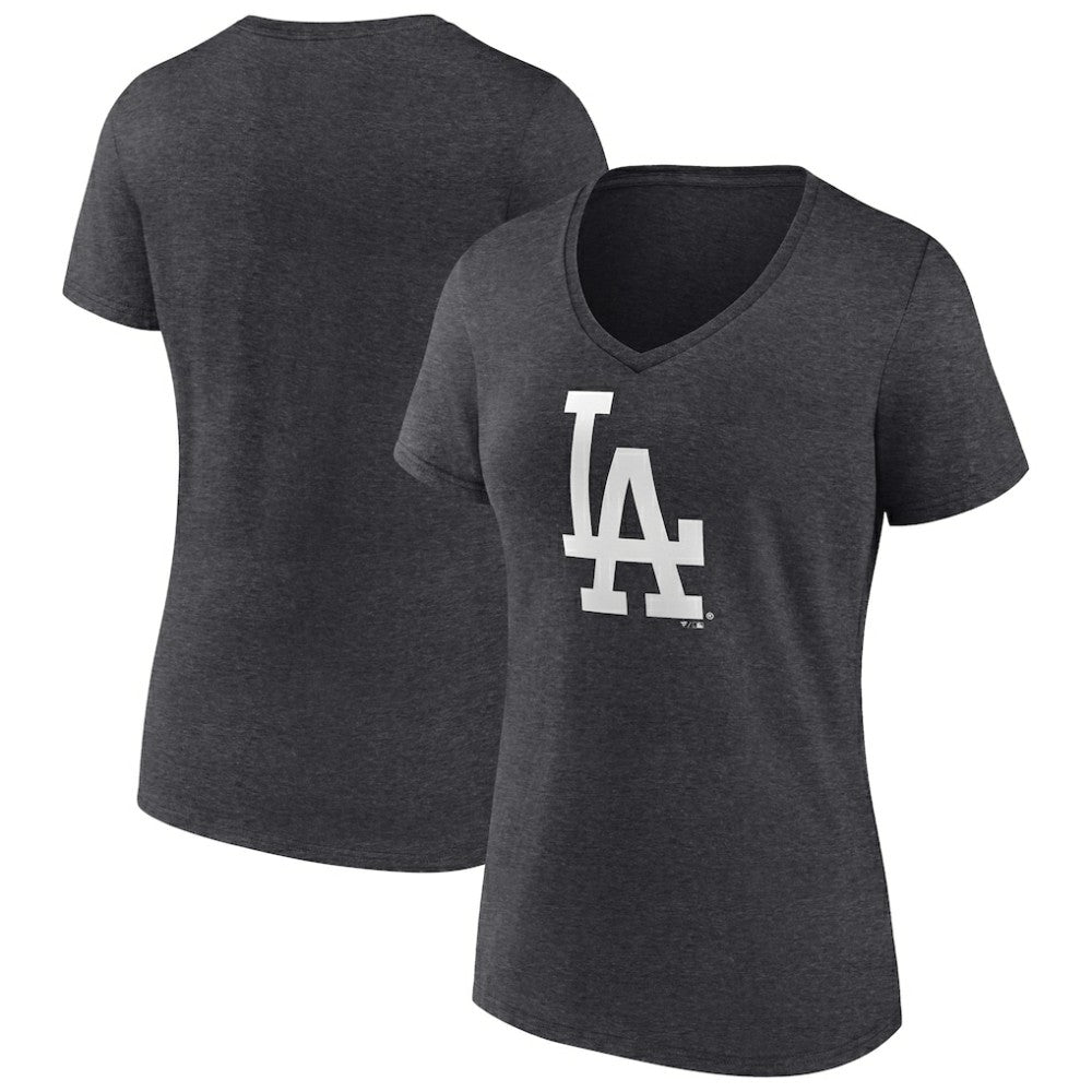 Los Angeles Dodgers Women's Monochrome V-Neck T-Shirt - Charcoal