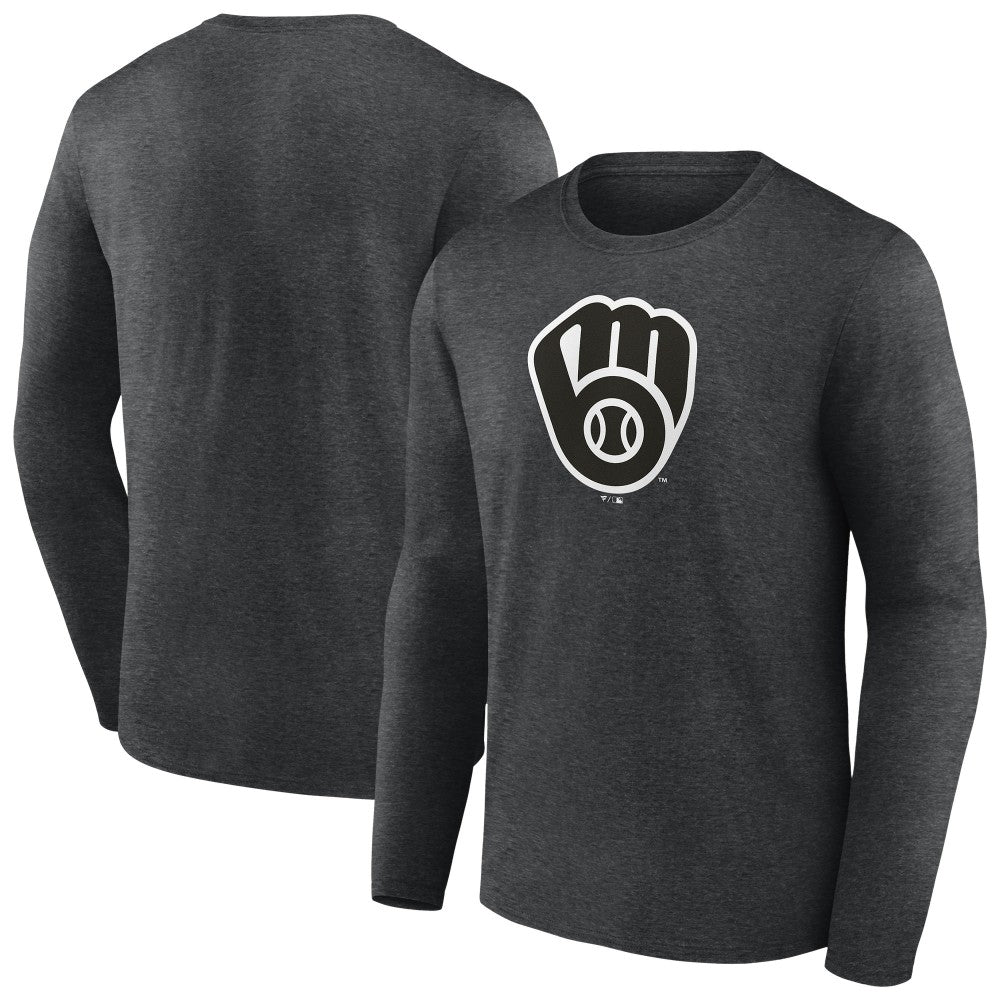 Milwaukee Brewers Monochrome Long Sleeve T-Shirt - Charcoal