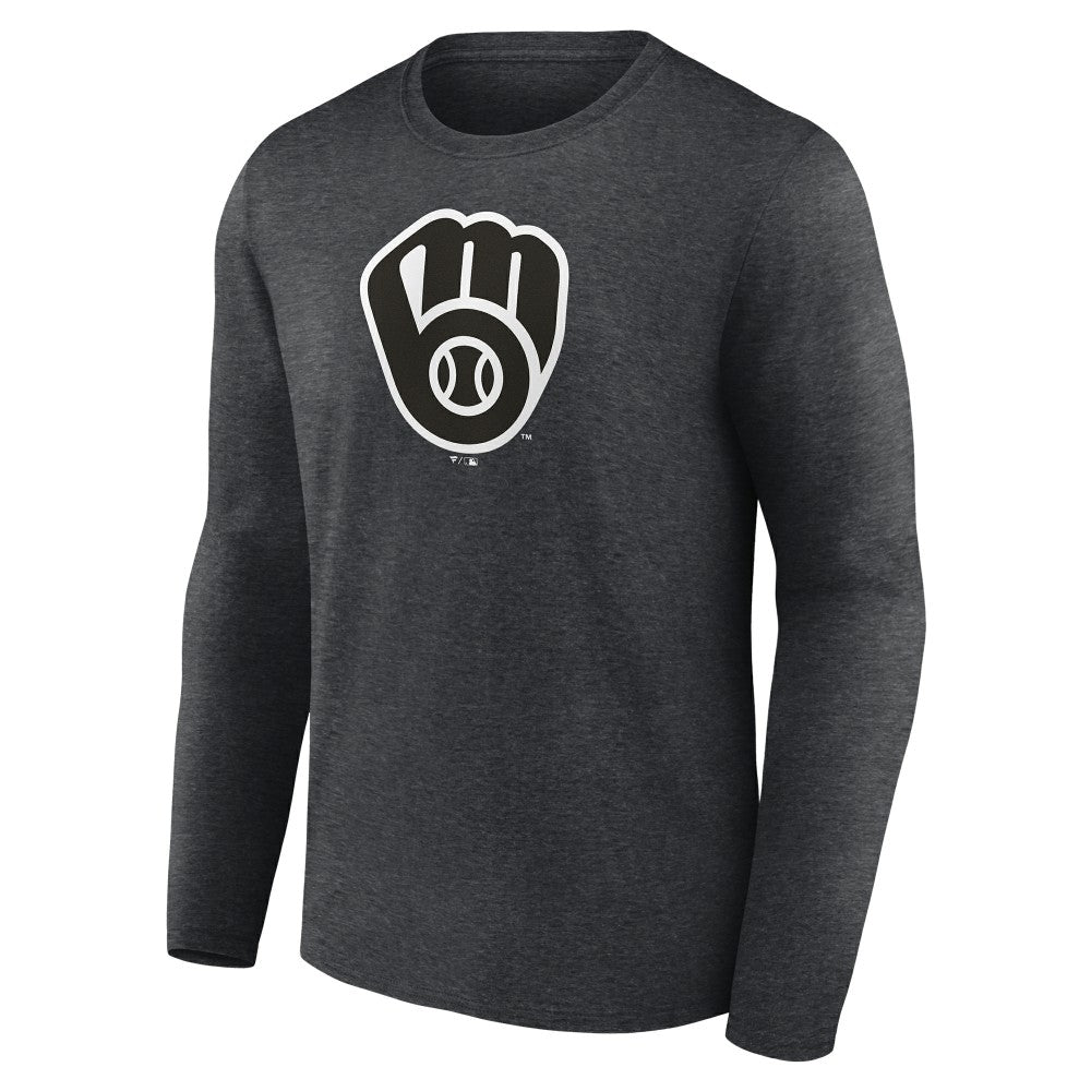 Milwaukee Brewers Monochrome Long Sleeve T-Shirt - Charcoal