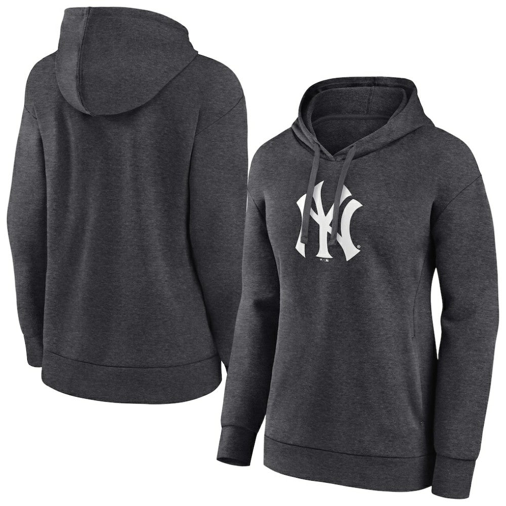 New York Yankees Women's Monochrome Pullover Hoodie - Charcoal