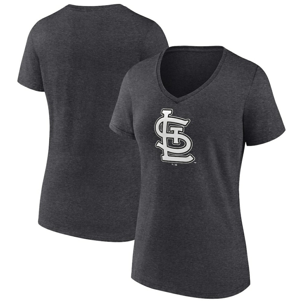 St. Louis Cardinals Women's Monochrome V-Neck T-Shirt - Charcoal