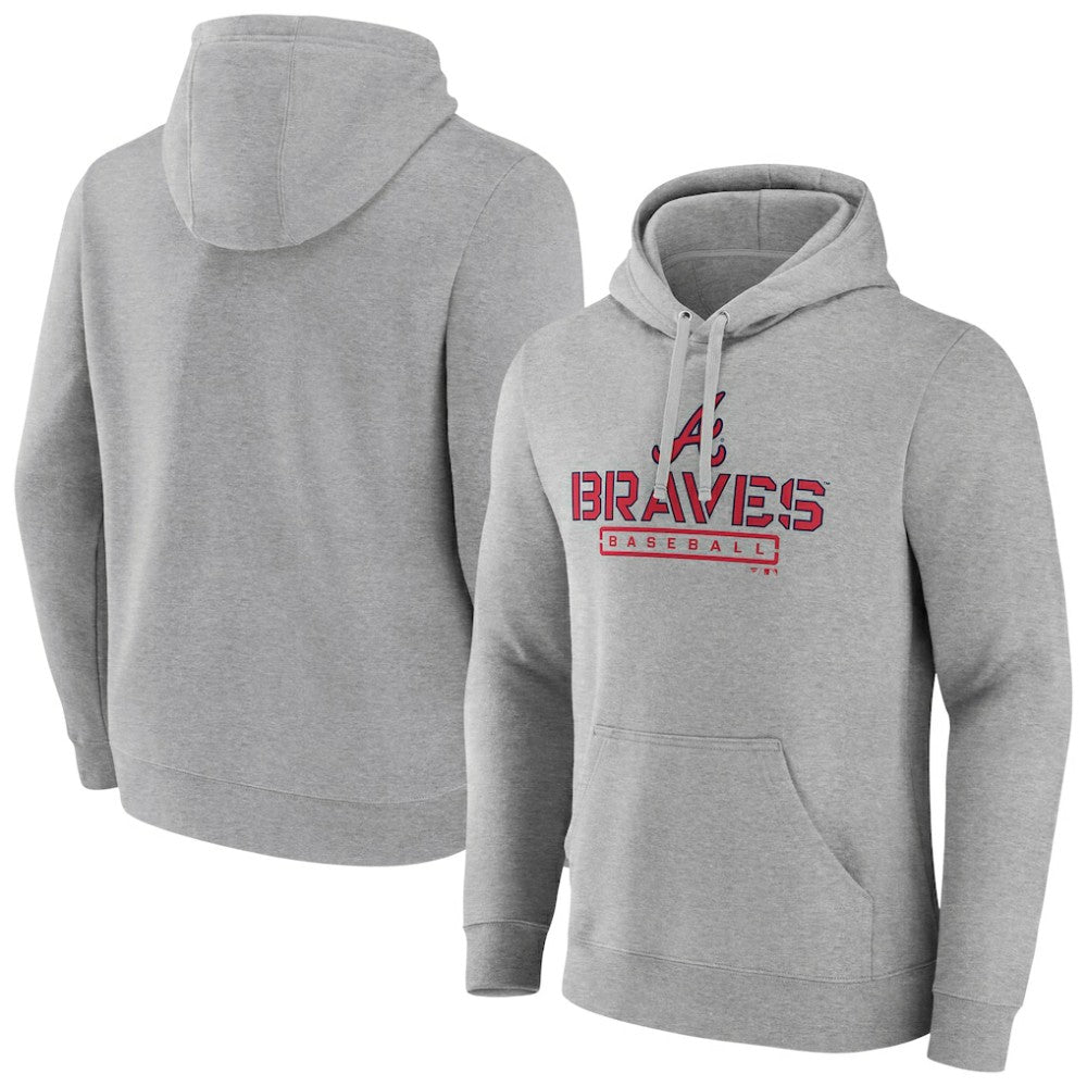 Atlanta Braves Evanston Stencil Pullover Hoodie - Gray