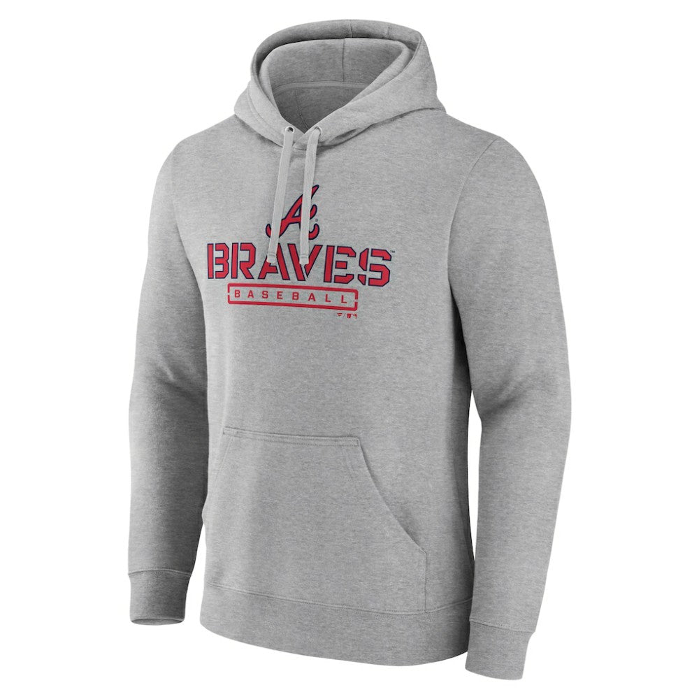 Atlanta Braves Evanston Stencil Pullover Hoodie - Gray