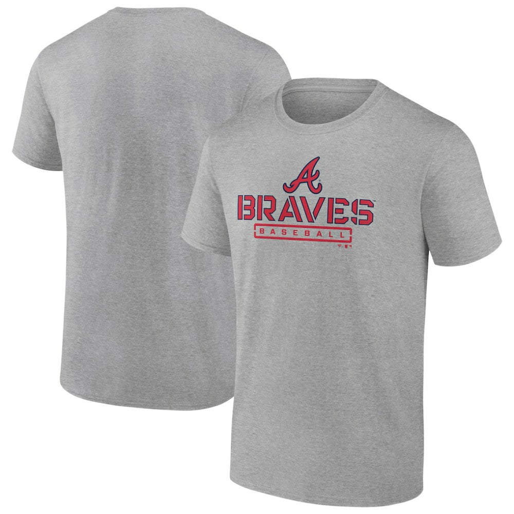 Atlanta Braves Evanston Stencil T-Shirt - Heather Gray