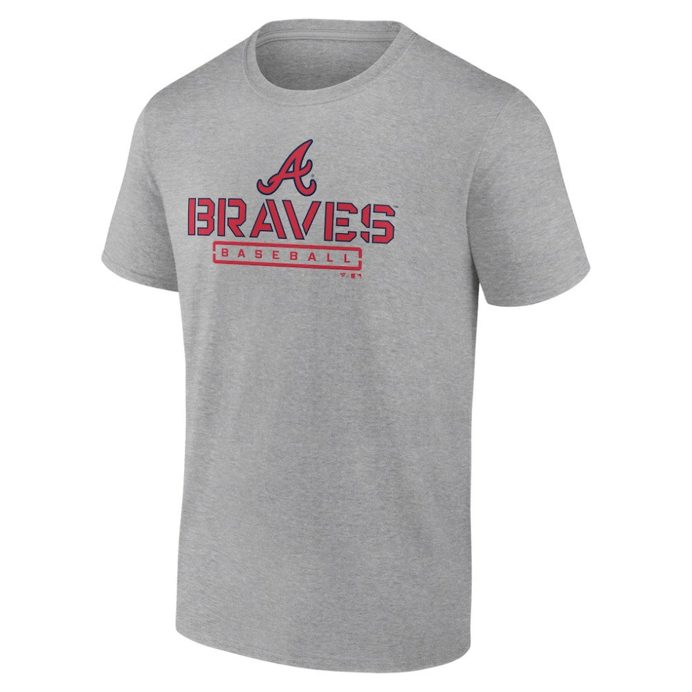 Atlanta Braves Evanston Stencil T-Shirt - Heather Gray