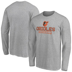 Baltimore Orioles Evanston Stencil Long Sleeve T-Shirt - Gray