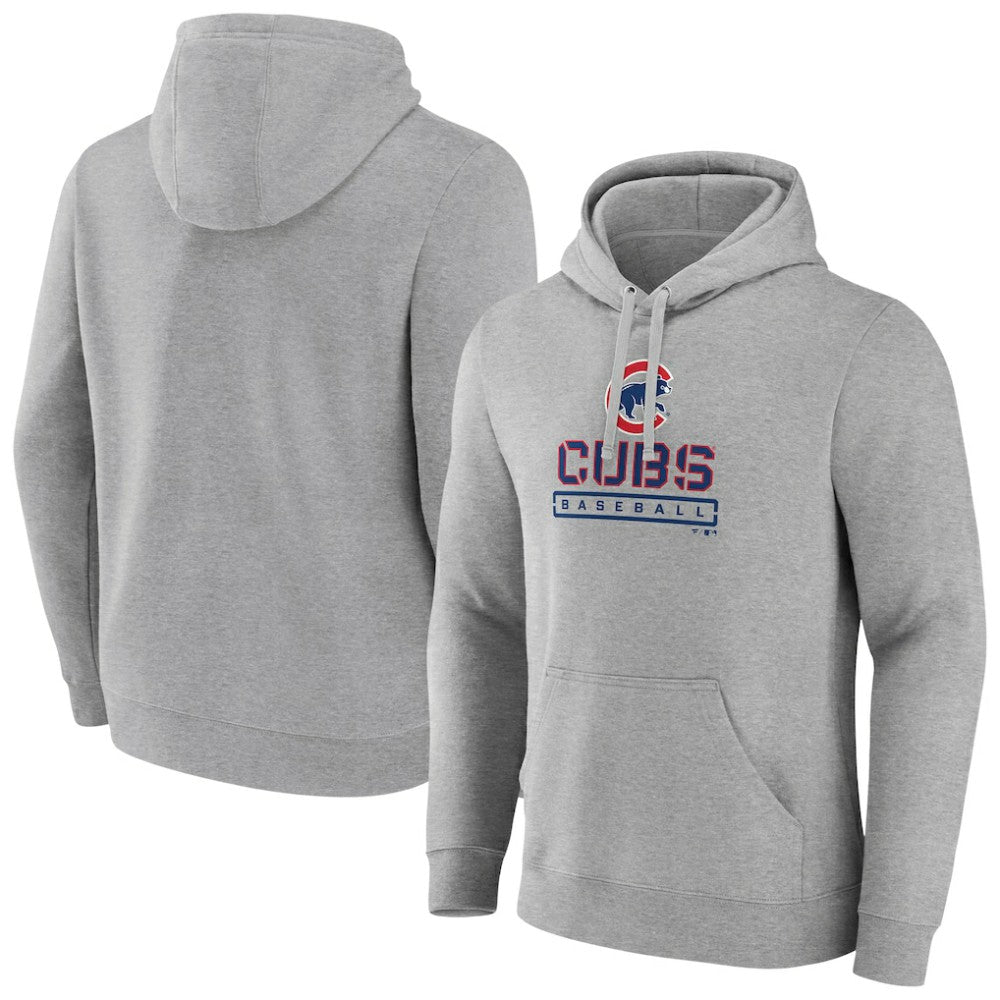 Chicago Cubs Evanston Stencil Pullover Hoodie - Gray
