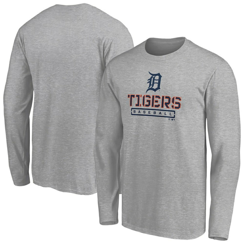 Detroit Tigers Evanston Stencil Long Sleeve T-Shirt - Gray