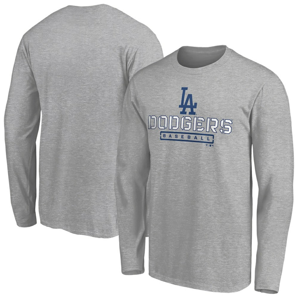 Los Angeles Dodgers Evanston Stencil Long Sleeve T-Shirt - Gray