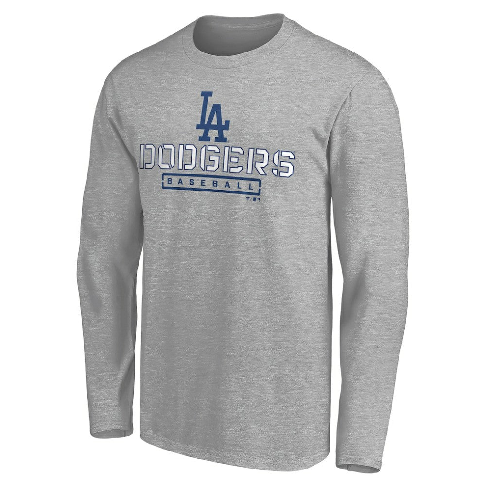 Los Angeles Dodgers Evanston Stencil Long Sleeve T-Shirt - Gray