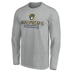 Milwaukee Brewers Evanston Stencil Long Sleeve T-Shirt - Gray