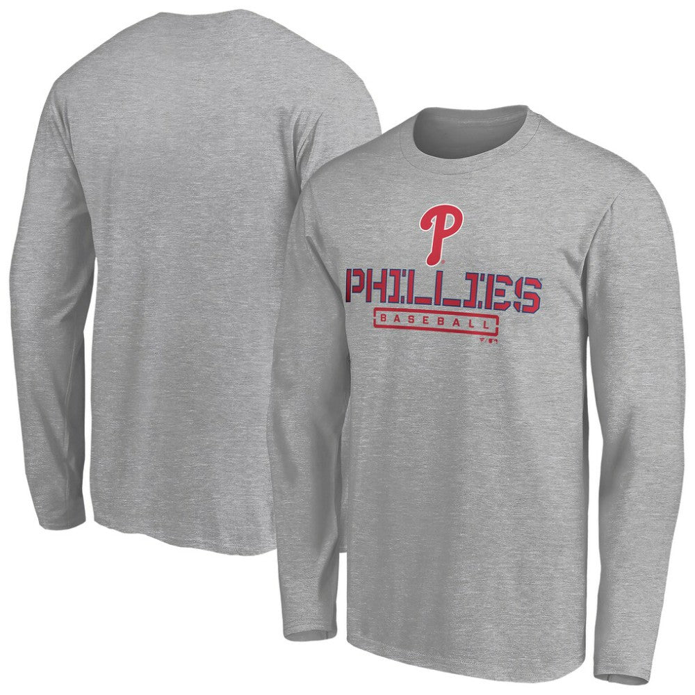Philadelphia Phillies Evanston Stencil Long Sleeve T-Shirt - Gray