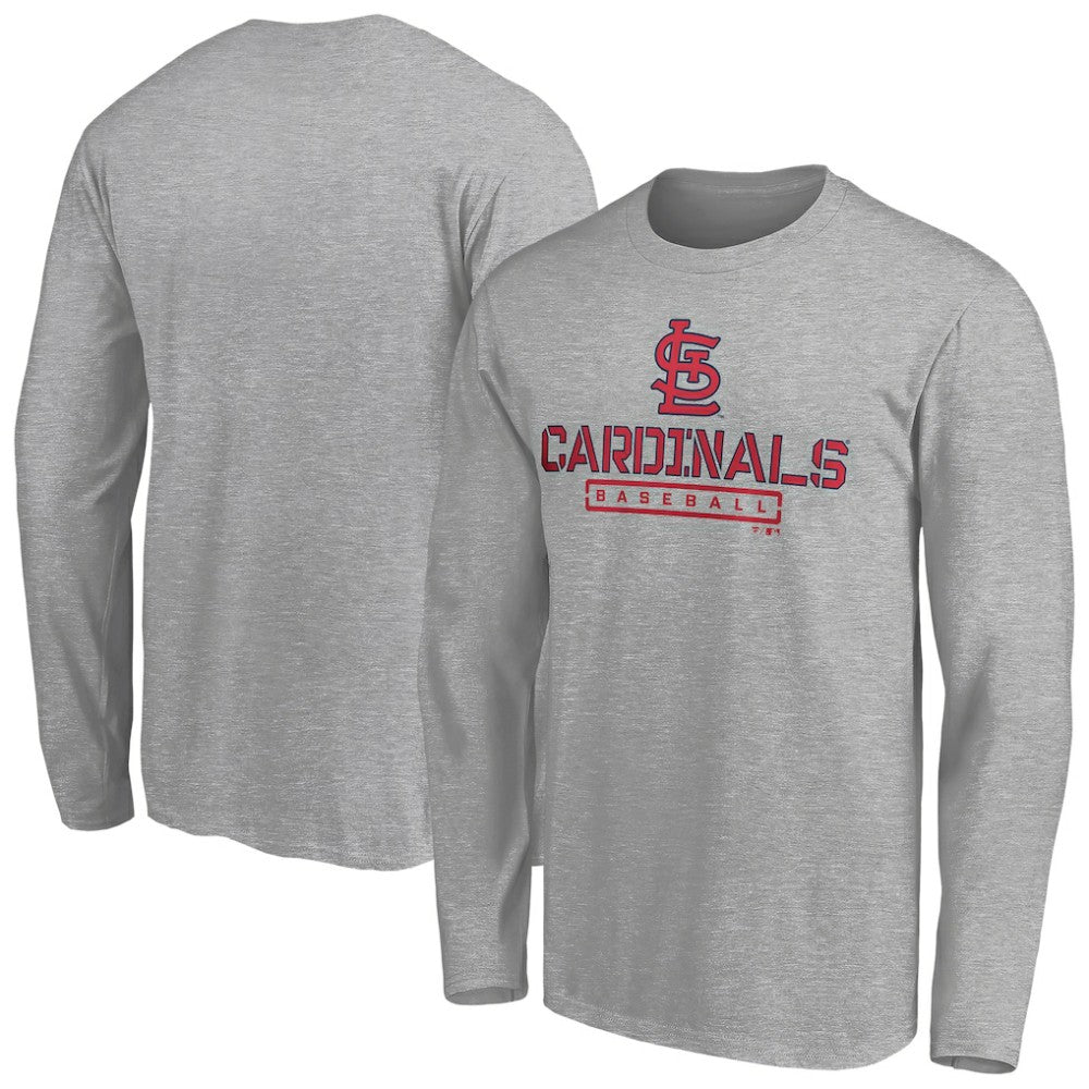 St. Louis Cardinals Evanston Stencil Long Sleeve T-Shirt - Gray