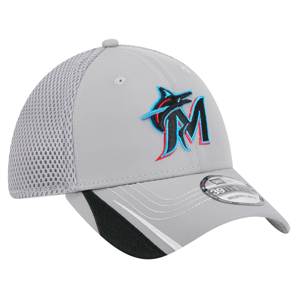 Miami Marlins Linear 39THIRTY Flex Hat - Gray | New Era