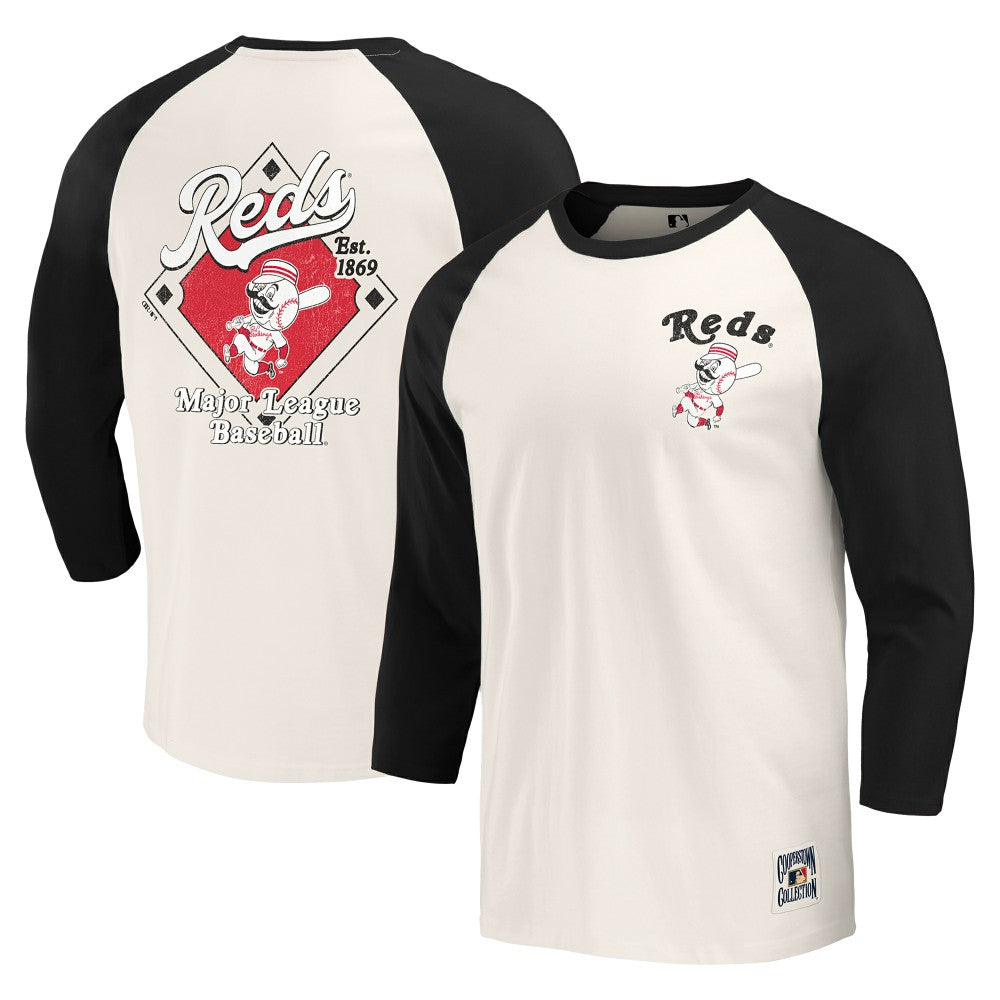 Cincinnati Reds Darius Rucker Collection Cooperstown Collection Raglan 3/4-Sleeve T-Shirt - White