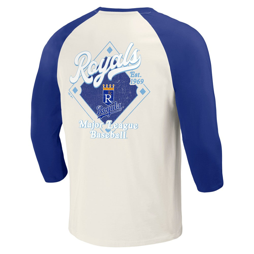 Kansas City Royals Darius Rucker Collection Cooperstown Collection Raglan 3/4-Sleeve T-Shirt - Royal/White