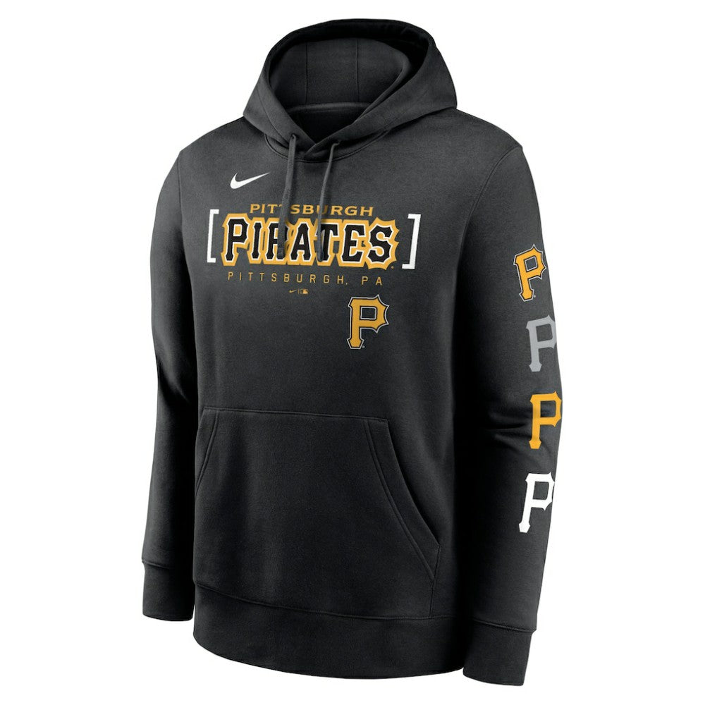 Pittsburgh Pirates Club Stack Pullover Hoodie - Black | Nike