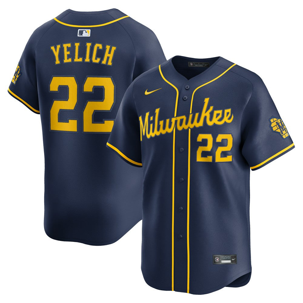 Christian Yelich Milwaukee Brewers Alternate Limited Jersey - Navy | Nike