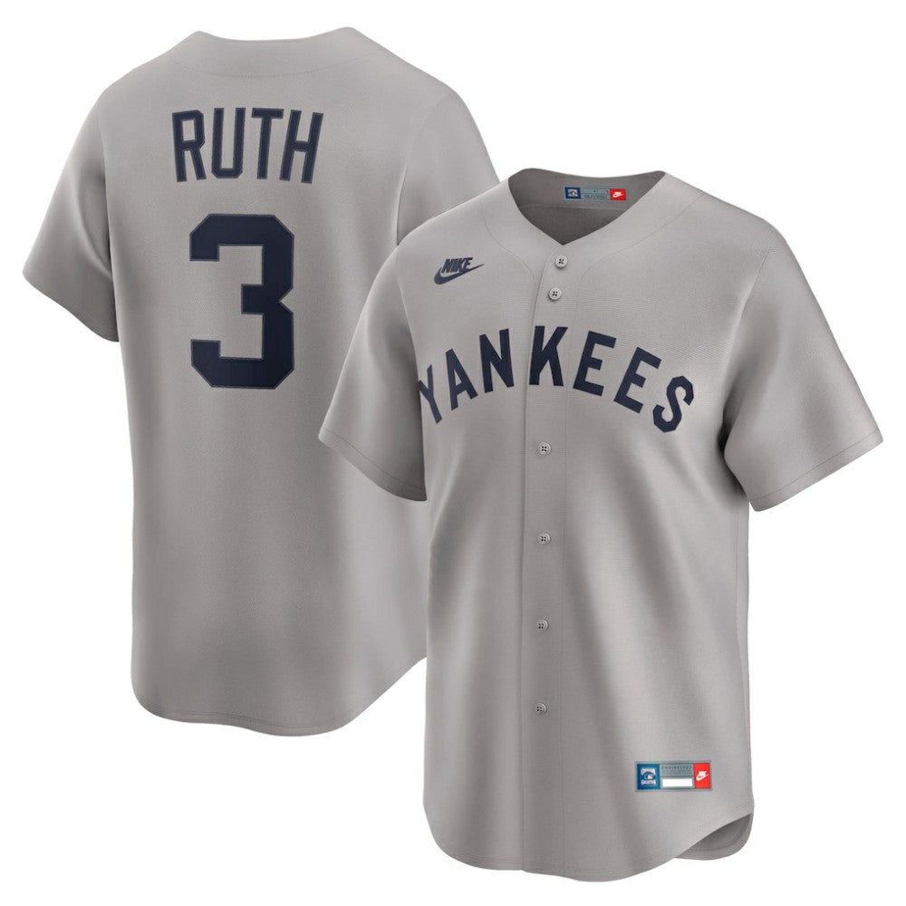 Babe Ruth New York Yankees Throwback Cooperstown Collection Limited Jersey - Gray | Nike