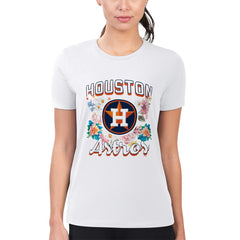 Houston Astros G-III 4Her by Carl Banks Women's Super-Slim Fit Lightweight Flowers Graphic T-Shirt - White